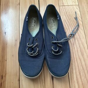 Keds Navy Canvas Sneakers with Gray Braided Laces